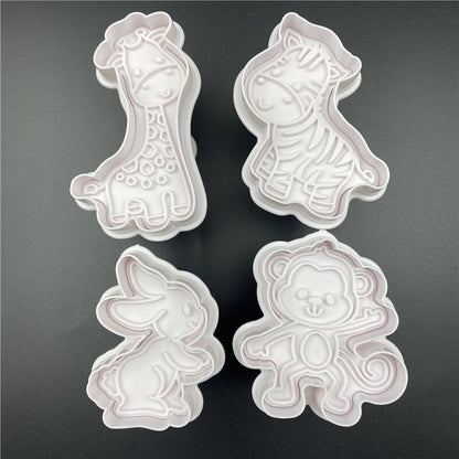 4Pcs/Set Rabbit Monkey Plastic Biscuit Mold