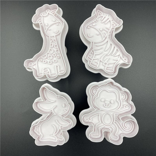 4Pcs/Set Rabbit Monkey Plastic Biscuit Mold