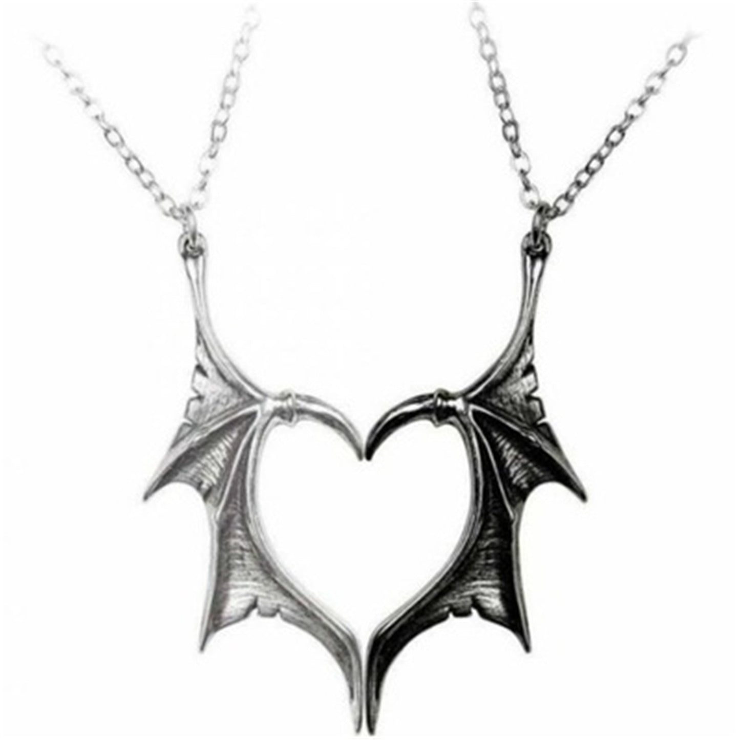 Personality Punk Heart Double Color Wing Necklace for Lovers