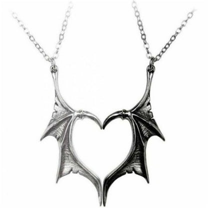 Personality Punk Heart Double Color Wing Necklace for Lovers