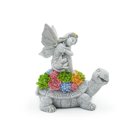 Solar Flower Fairy Angel Ornament Outdoor Resin