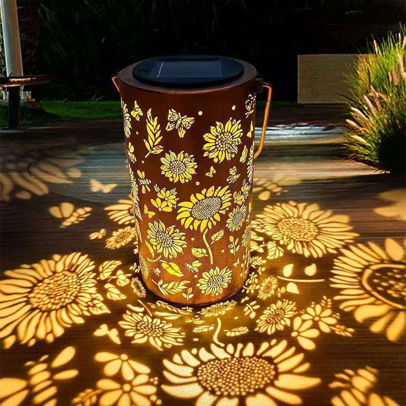 Solar Garden Lights with Colorful Sunflower Pattern