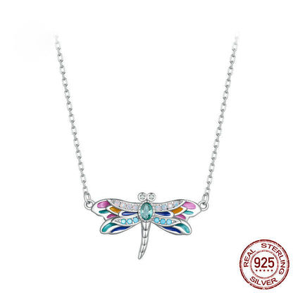 Colorful Delicate Dragonfly Necklace for Women