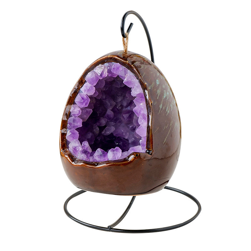 Natural Amethyst Cave Dinosaur Egg Night Light