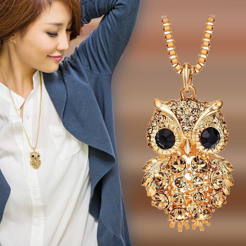 Charming Fashion Owl Pendant Long Sweater Chain Necklaces