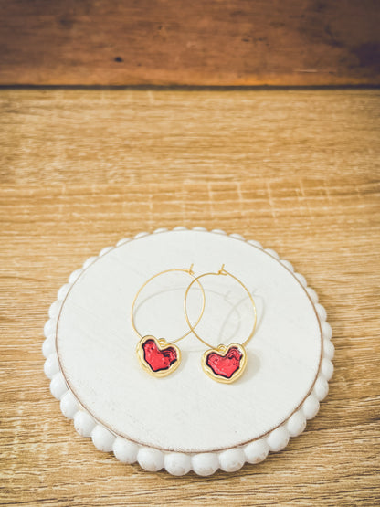 Gorgeous Gold Heart Hoop Earrings