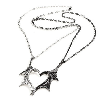 Personality Punk Heart Double Color Wing Necklace for Lovers