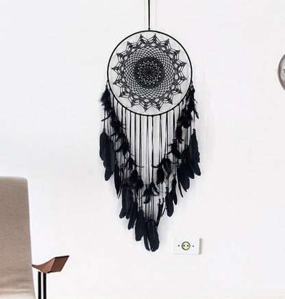 Large Black Feather Lace Dream Catcher