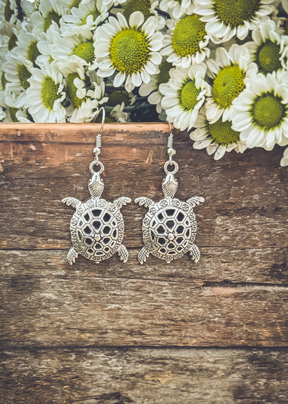 Silver Turtle Earrings