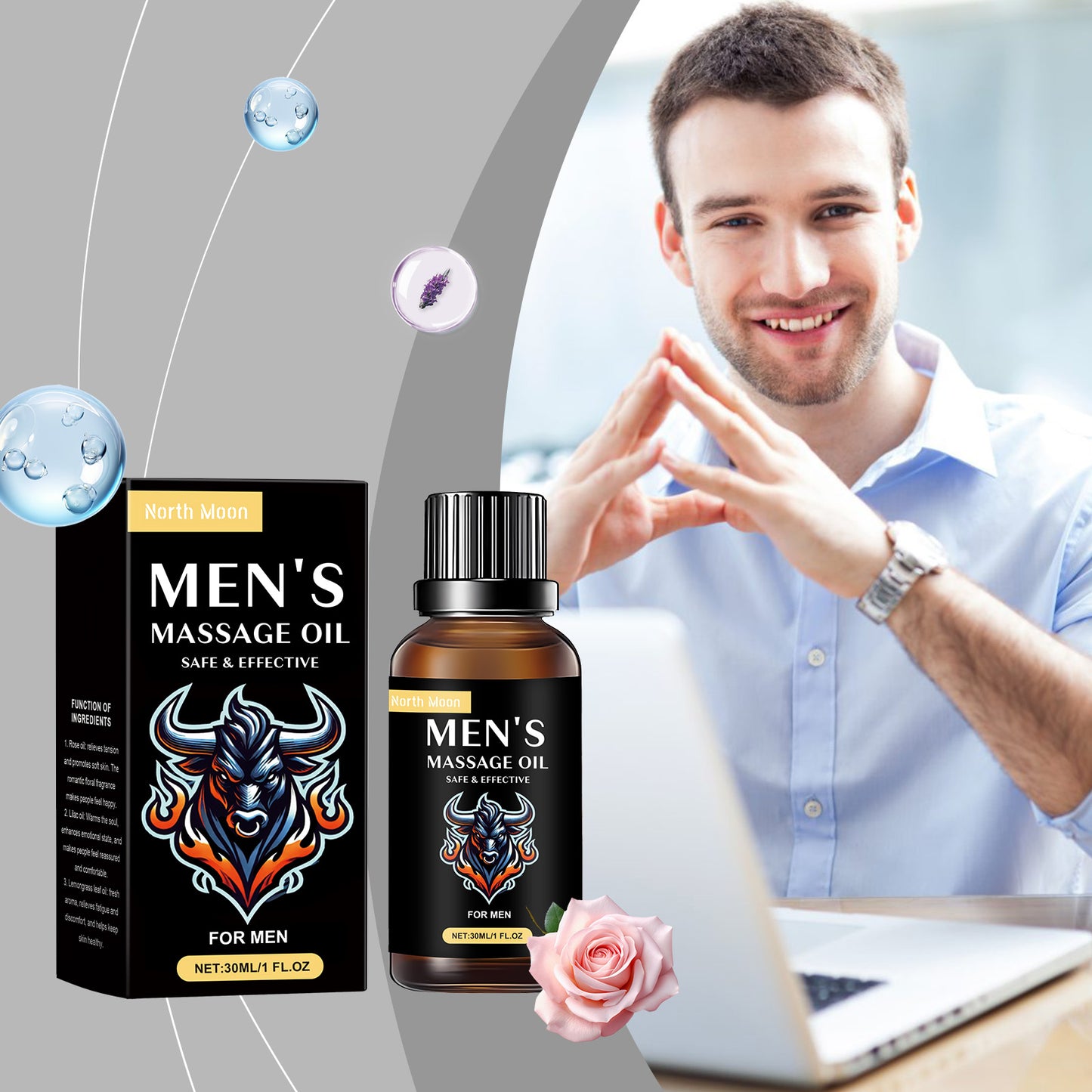 North Moon Men's Massage Oil