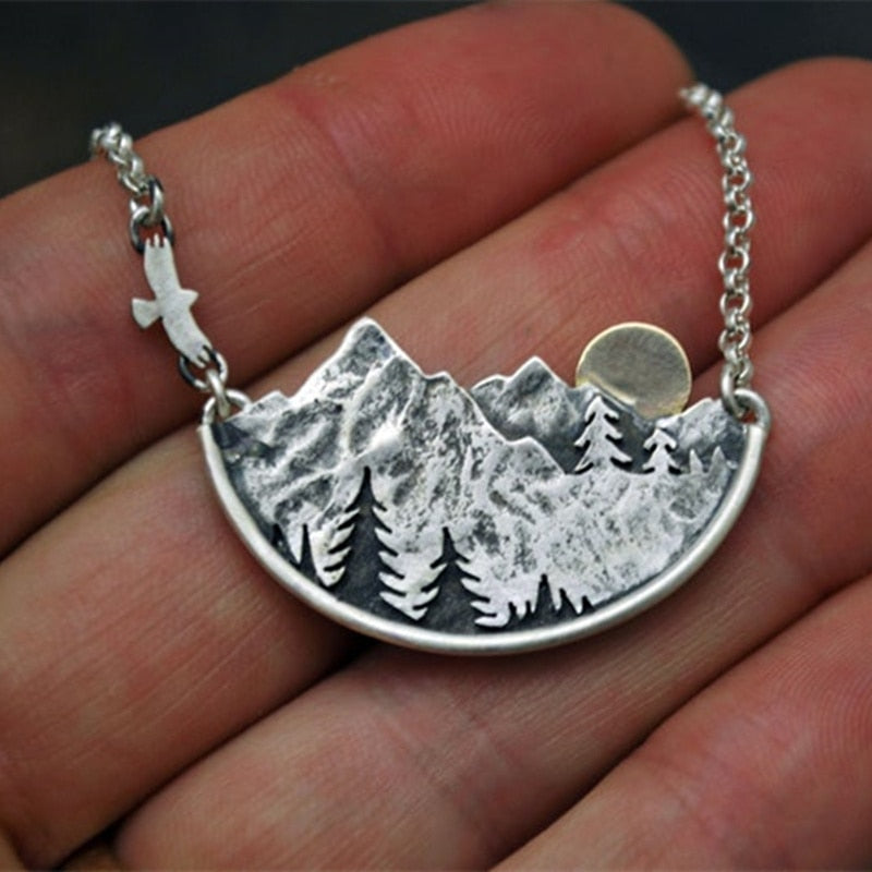Adventure Awaits Mountain Landscape Necklace