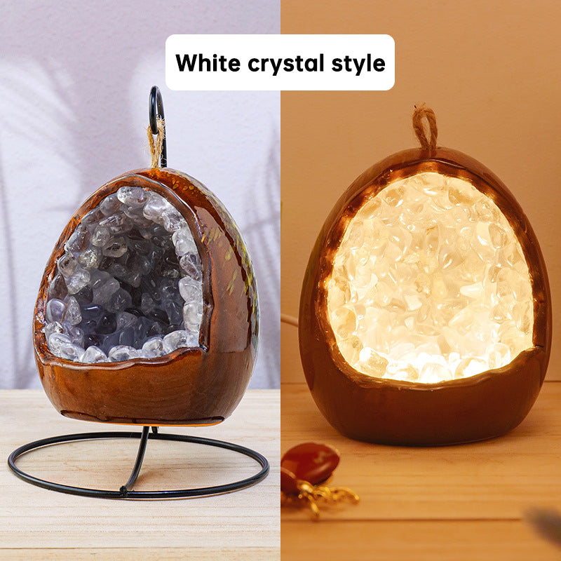 Natural Amethyst Cave Dinosaur Egg Night Light