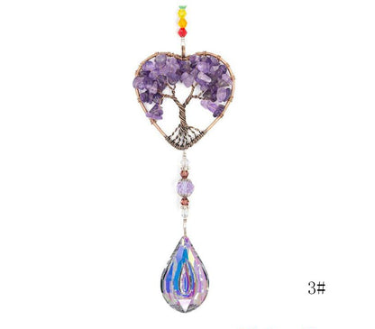 Chakra Healing Natural Stone Tree of Life Suncatcher