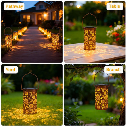 Solar Garden Lights with Colorful Sunflower Pattern