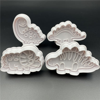 4Pcs/Set Dinosaur Plastic Decorative Biscuit Mold