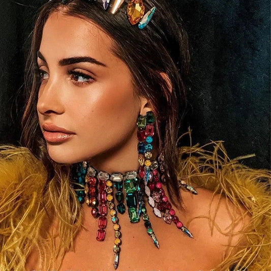 Aurora Prism Crystal Tassel Choker