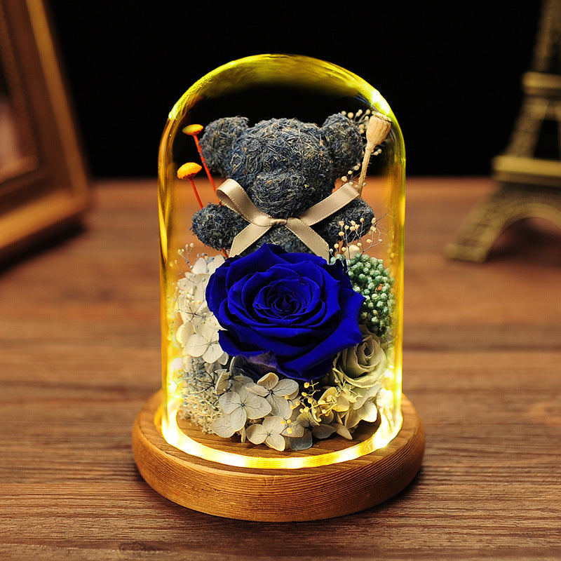 Everlasting Flower Bear Moss Glass Covered