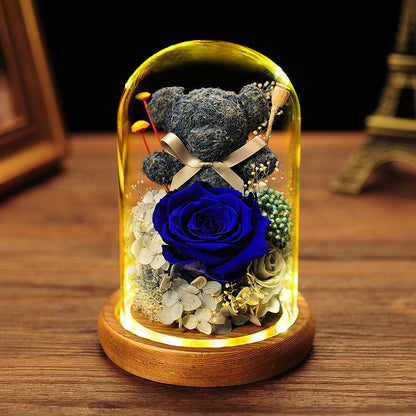 Everlasting Flower Bear Moss Glass Covered