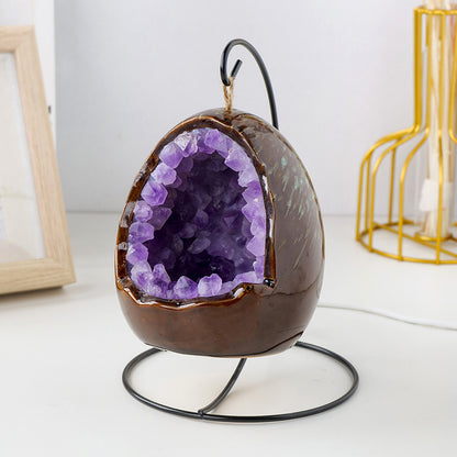 Natural Amethyst Cave Dinosaur Egg Night Light