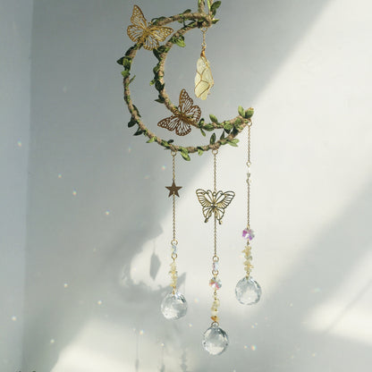 Hemp Rope Leaf Hand Crystal Decoration