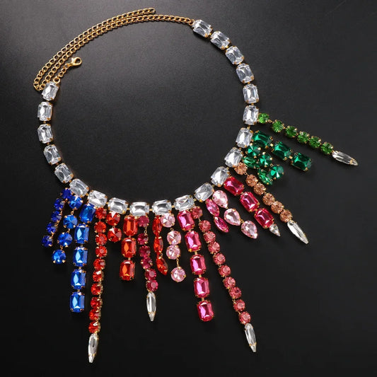 Aurora Prism Crystal Tassel Choker