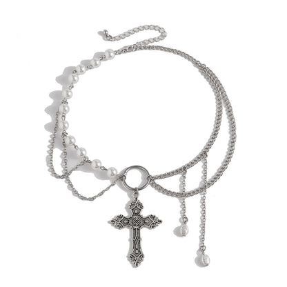 Gothic style cross alloy necklace