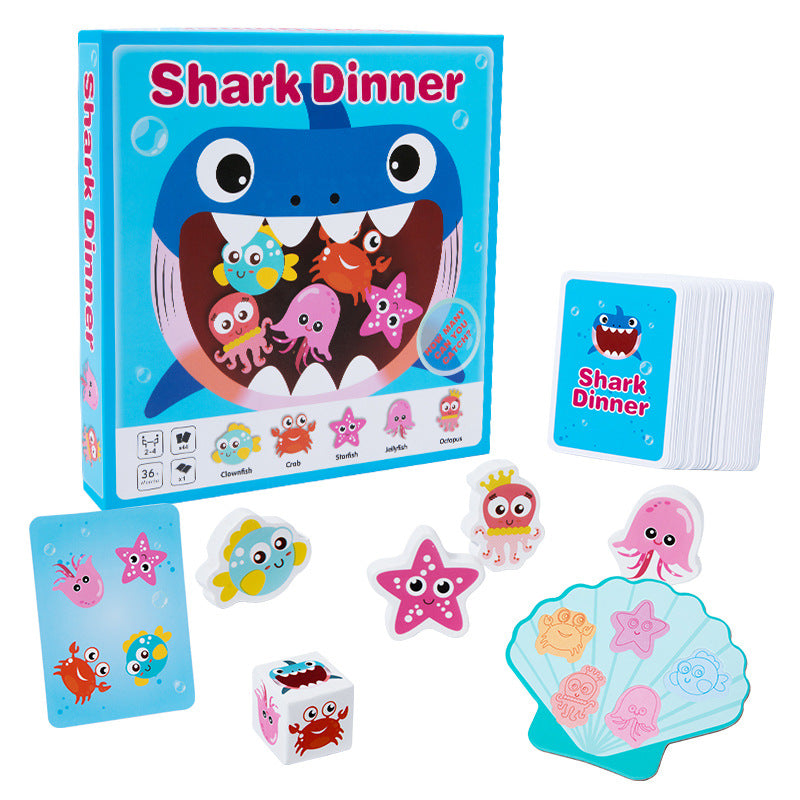 Children's puzzle shark feeding game