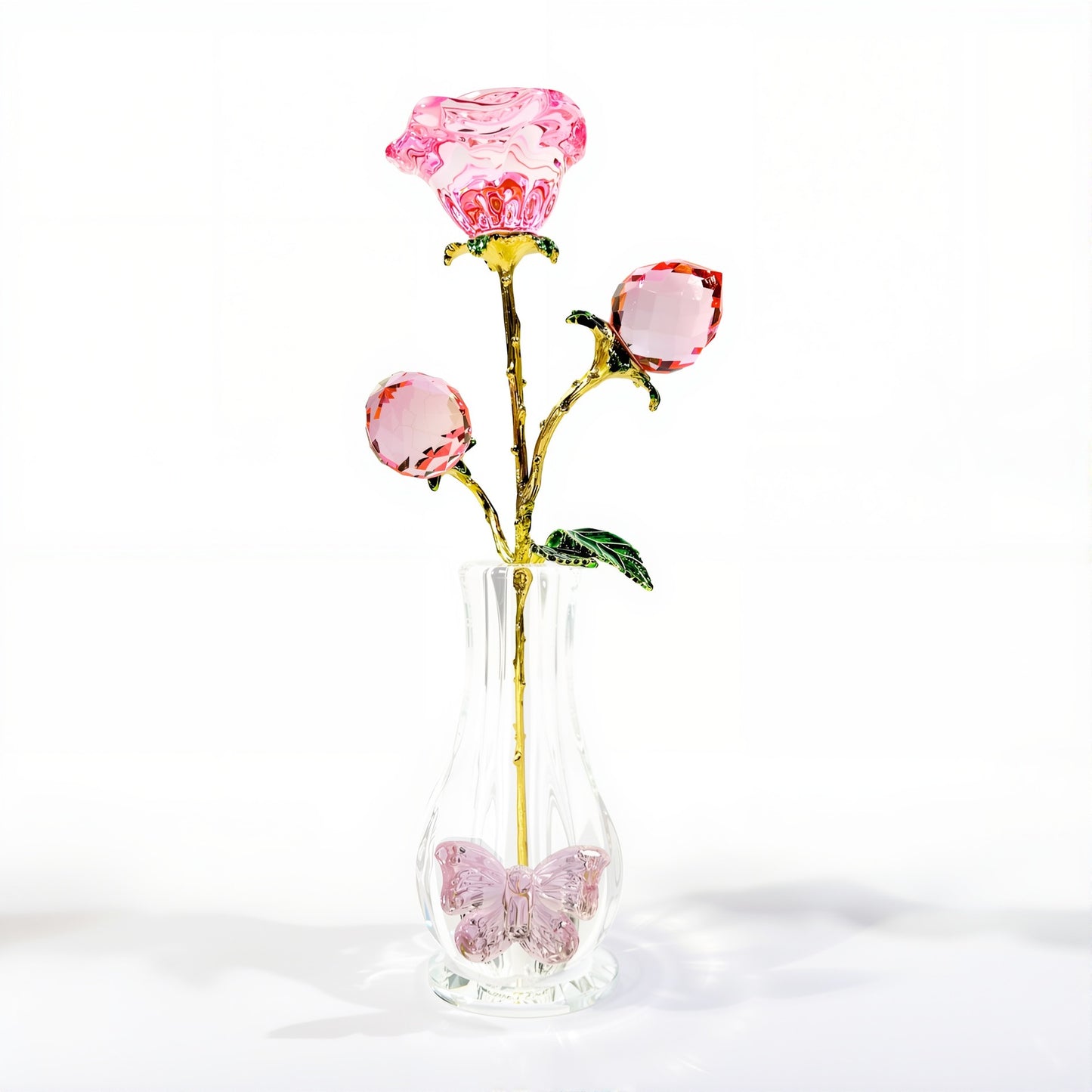 Valentine's Crystal Rose Glass Vase
