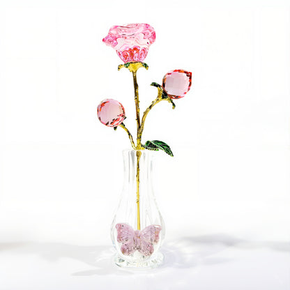Valentine's Crystal Rose Glass Vase
