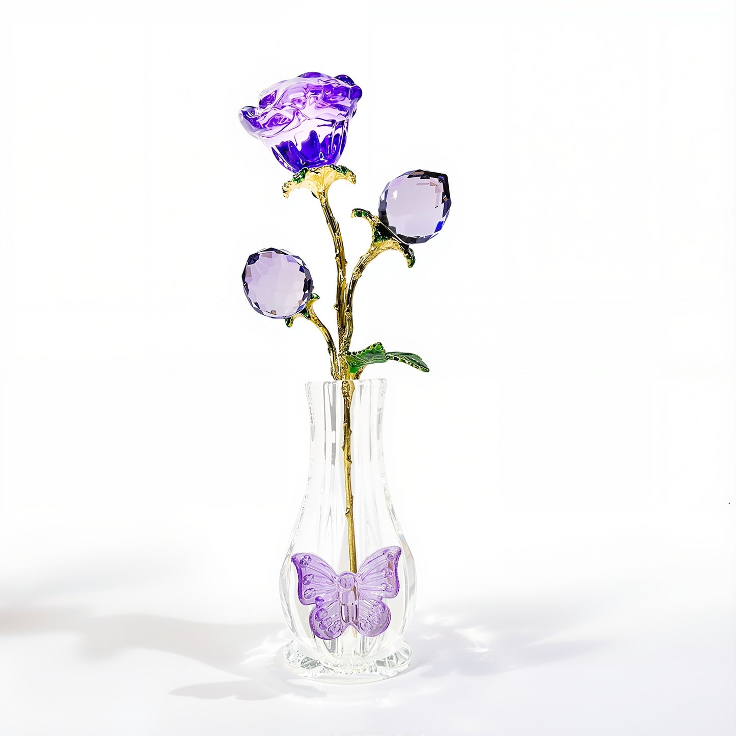 Valentine's Crystal Rose Glass Vase