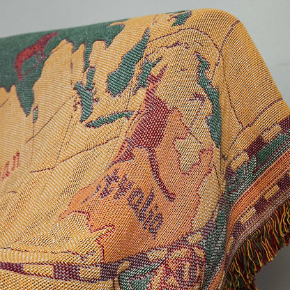 World map Cotton Bohemian Plaids Blanket