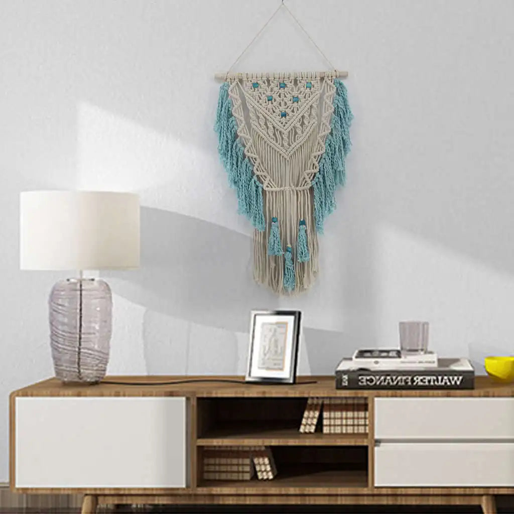 Blue  Bohemian Macrame Wall Art Handmade