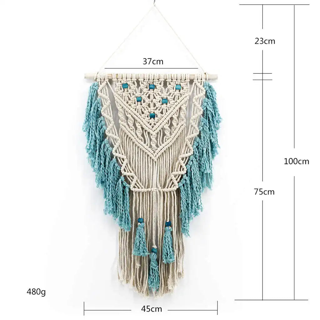 Blue  Bohemian Macrame Wall Art Handmade