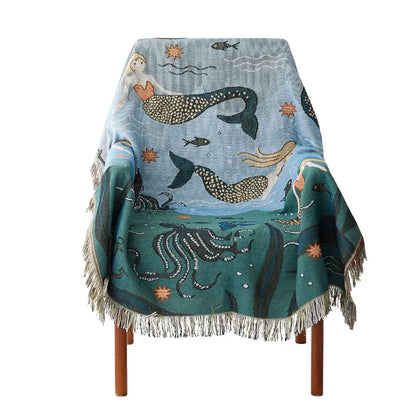 Mermaid Pattern Knitted Sofa Throw