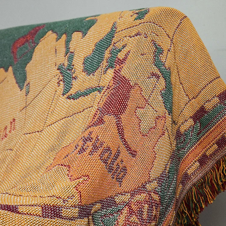 World map Cotton Bohemian Plaids Blanket
