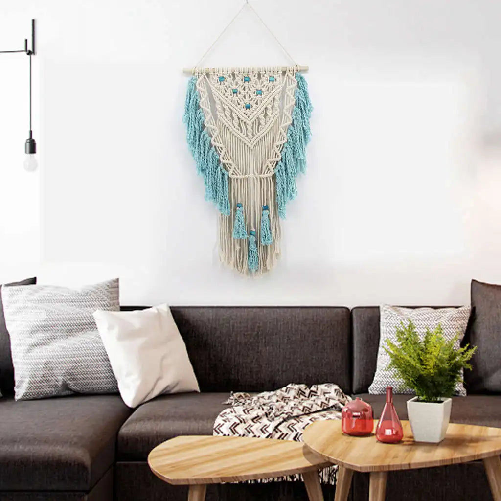 Blue  Bohemian Macrame Wall Art Handmade