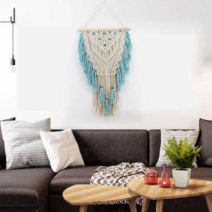 Blue  Bohemian Macrame Wall Art Handmade