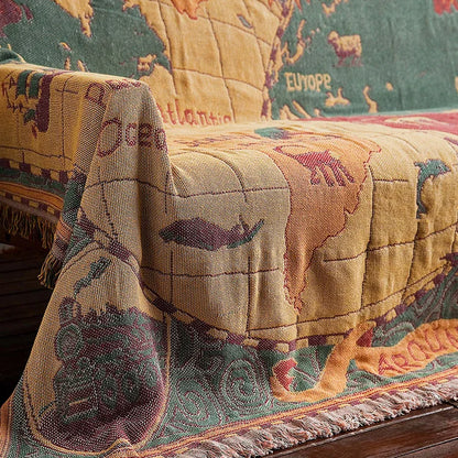 World map Cotton Bohemian Plaids Blanket