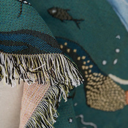 Mermaid Pattern Knitted Sofa Throw