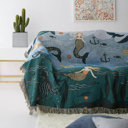 Mermaid Pattern Knitted Sofa Throw