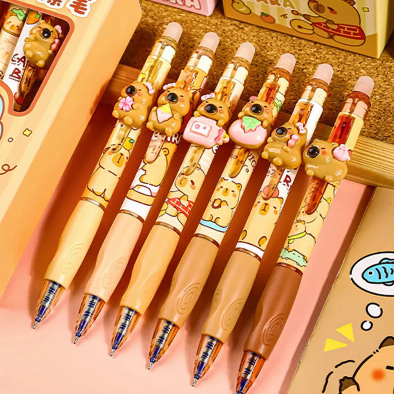 Cute Capy Buddies Erasable Gel Pen 6pcs