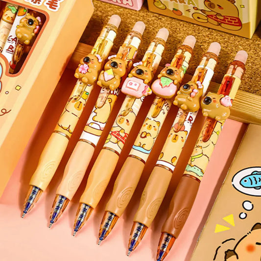 Cute Capy Buddies Erasable Gel Pen 6pcs