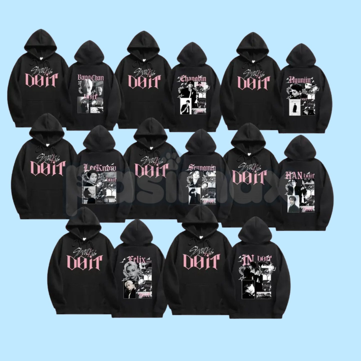 SKKZ K-pop Boysband Member Inspired 2-Sided Hoodie – Fan Merch Pullover, K-Pop Idol Streetwear, Unisex