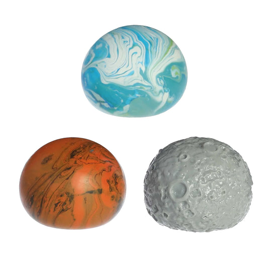 Earth, Moon, And Mars Sugar Squish Balls