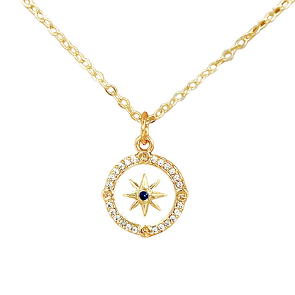 North Star Necklace Gold Coin Celestial Star Pendant Dainty Jewelry