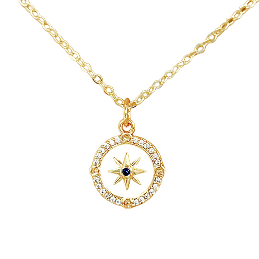 North Star Necklace Gold Coin Celestial Star Pendant Dainty Jewelry