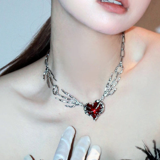 Dark Red Heart Love Pendant Necklace