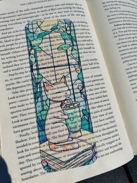 Kawaii Cat Drinking Bubble Tea Bookmark