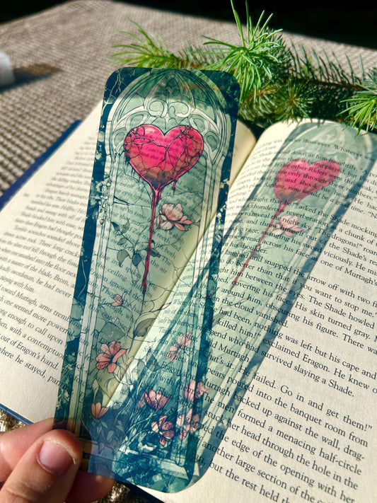 Gothic Anatomical Heart & Wildflower Bookmark