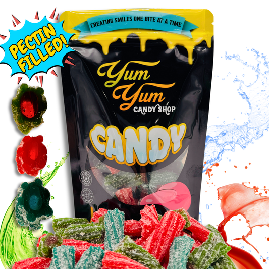 Fruit Filled Sour Licorice Twists – Watermelon, Strawberry & Blue Raspberry | Yum Yum Candy Shop
